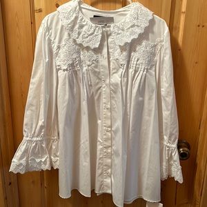 NWT Simone Rocha long sleeve blouse with frill trim collar and sleeve UK8